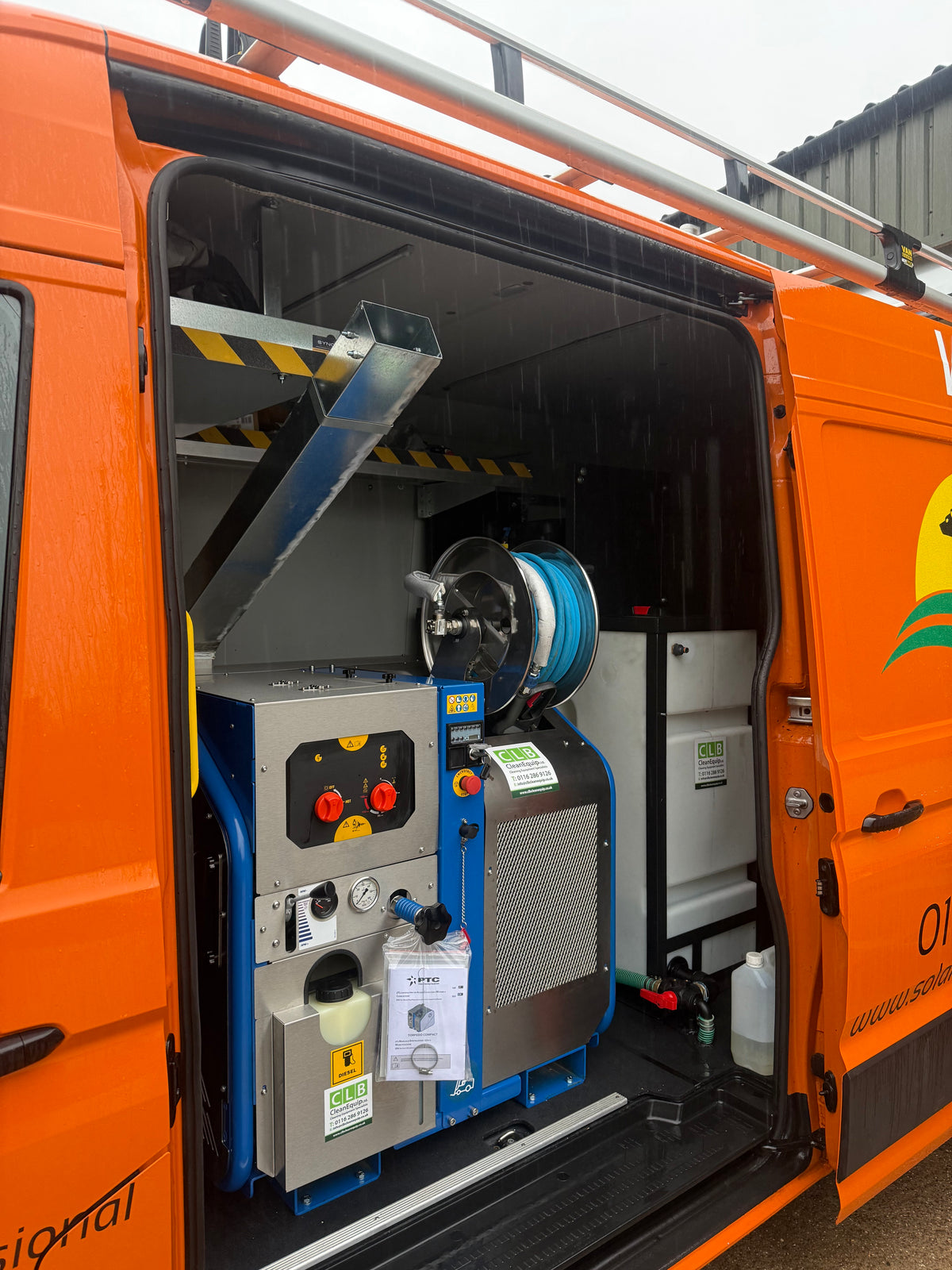 Trailer-mounted hot wash setup
